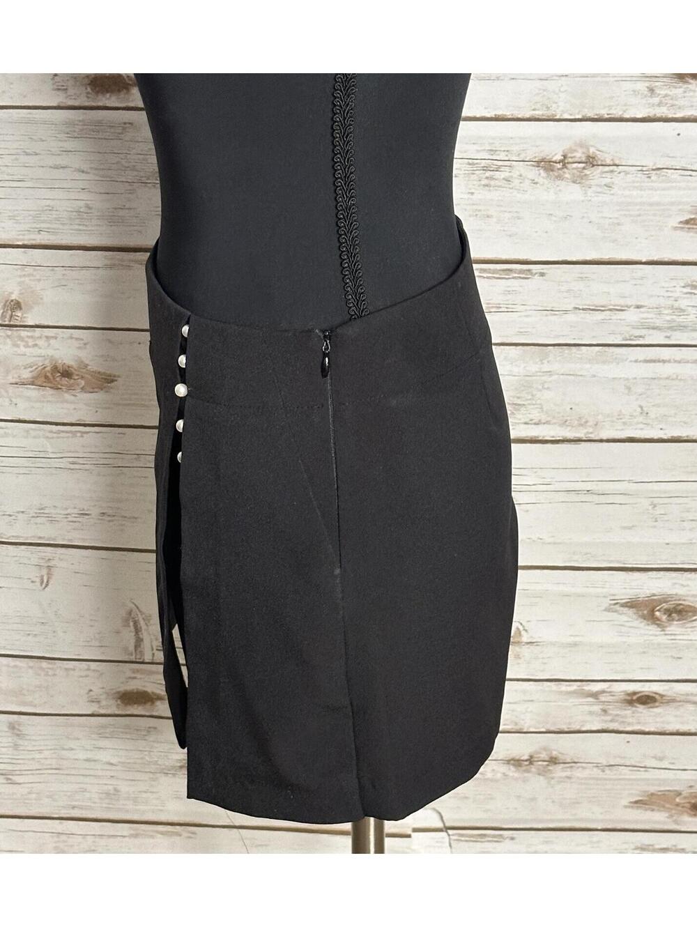 Zara Basic black pearl embellished wrap-style skort XS minimalist modern classic - Picture 3 of 7